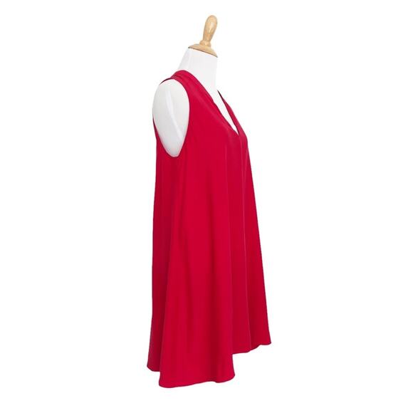 AMANDA UPRICHARD 100% Silk Charmeuse Flowy Red V-Neck Swing Dress Size S - Picture 3 of 9